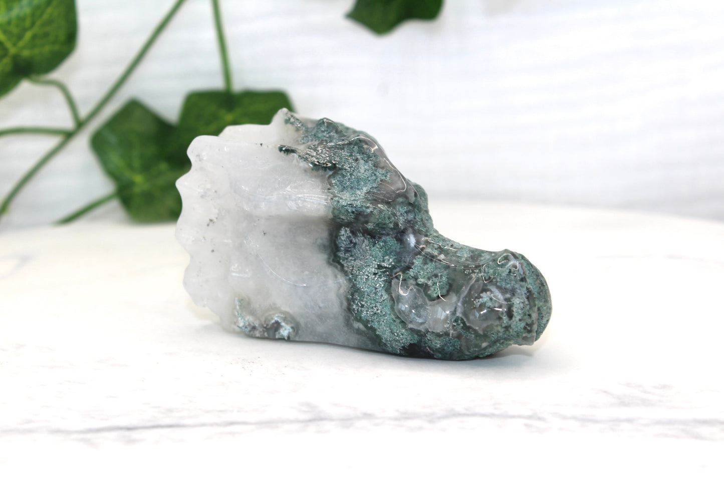 Moss Agate Dragon Head