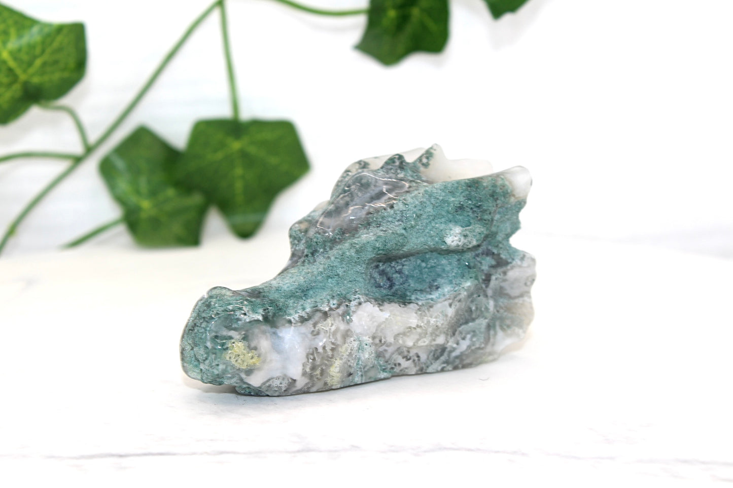 Moss Agate Dragon Head