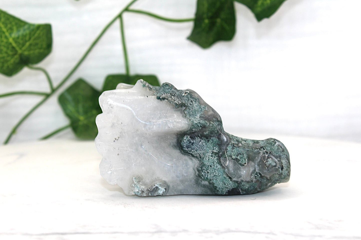 Moss Agate Dragon Head