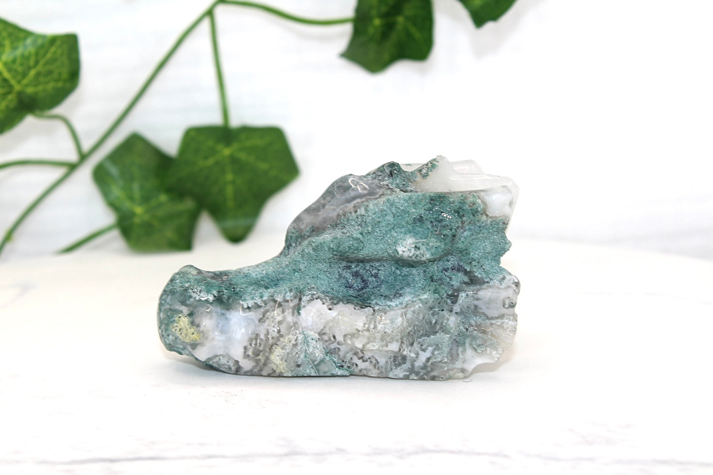 Moss Agate Dragon Head